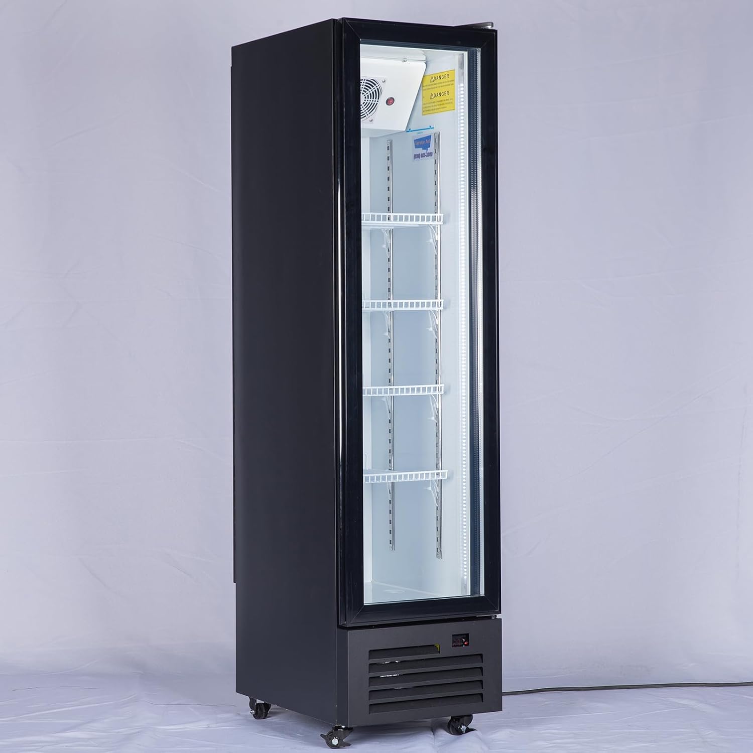Commercial Beverage Refrigerator Display Fridge,6 Cu Ft Small Slim Single Glass Door Merchandiser Drink Cooler with LED Light Adjustable Shelves,ETL Approval