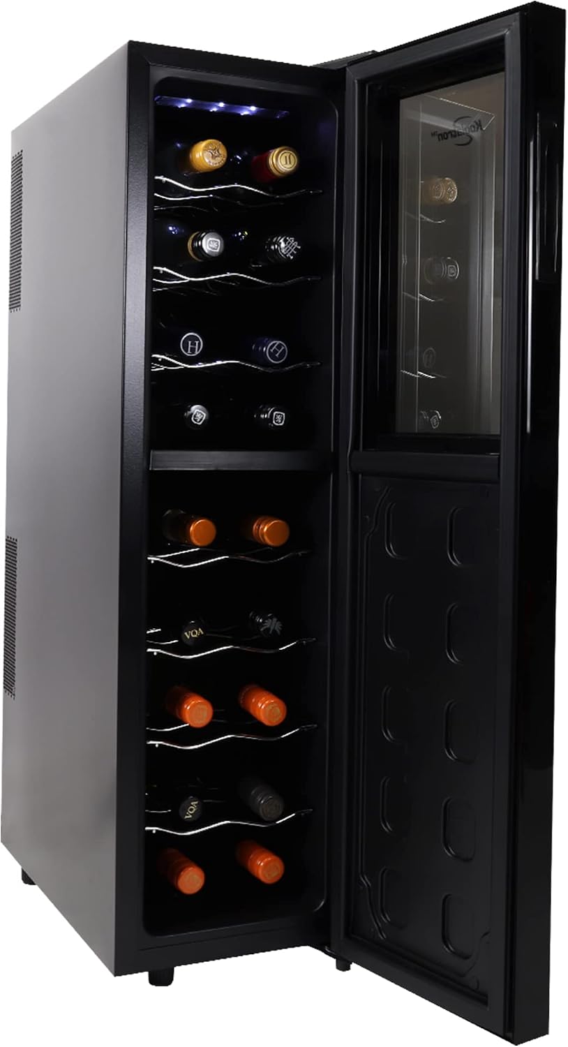 Koolatron Urban Series 18 Bottle Slim Dual Zone Wine Cooler, Thermoelectric Wine Fridge, Freestanding Wine Refrigerator for Home Bar, Kitchen, Apartment, Condo, Cottage