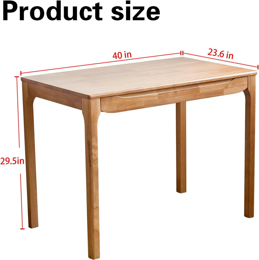 40'x24' Solid Wood Desk with Drawers,Wood Writing Desk for Small Spaces, Home Office Desks for Work, Gaming Study PC Desk for Bedroom, Student Computer Desks(Natural Wood Color, 40 inch)