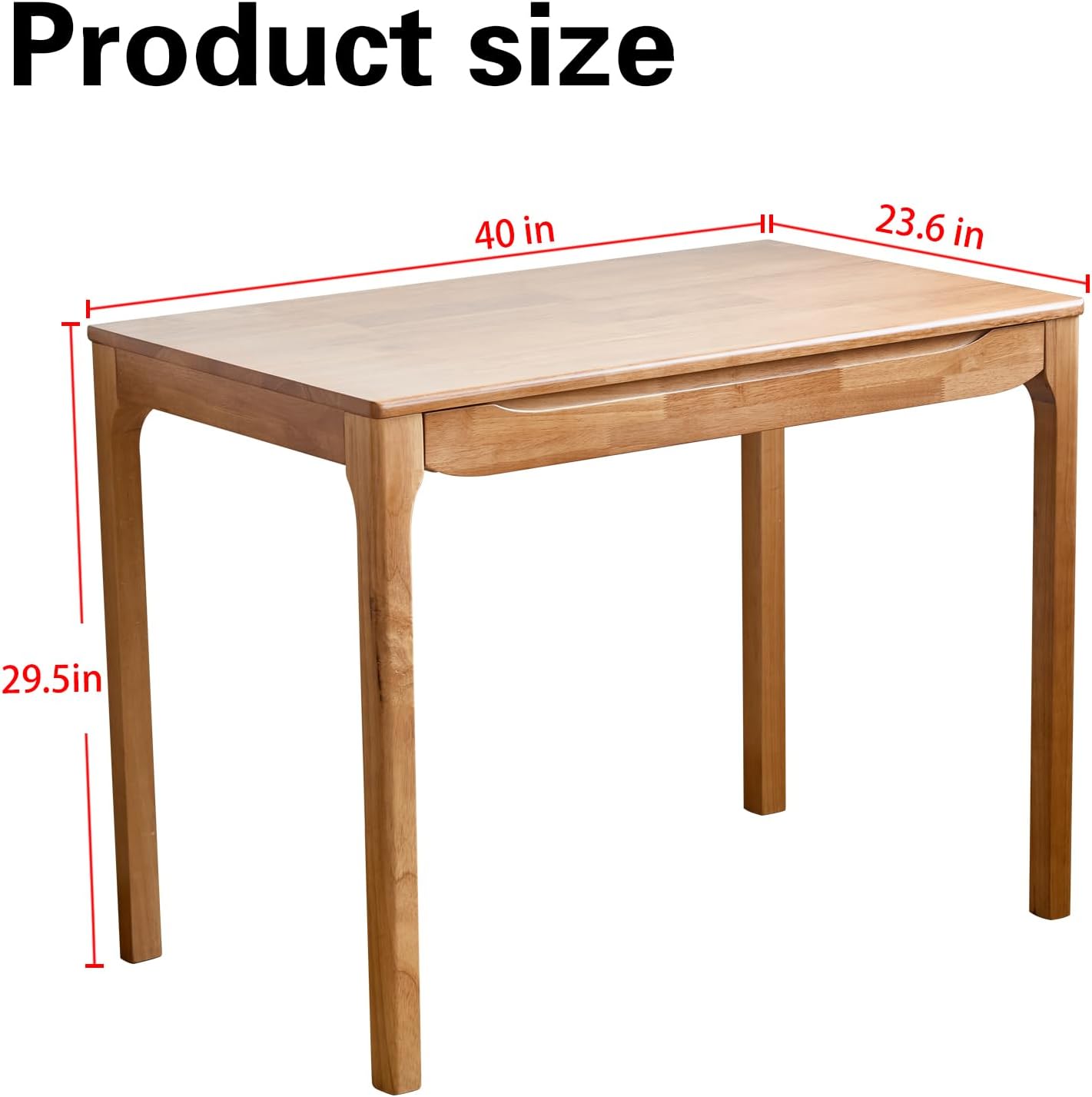 40'x24' Solid Wood Desk with Drawers,Wood Writing Desk for Small Spaces, Home Office Desks for Work, Gaming Study PC Desk for Bedroom, Student Computer Desks(Natural Wood Color, 40 inch)