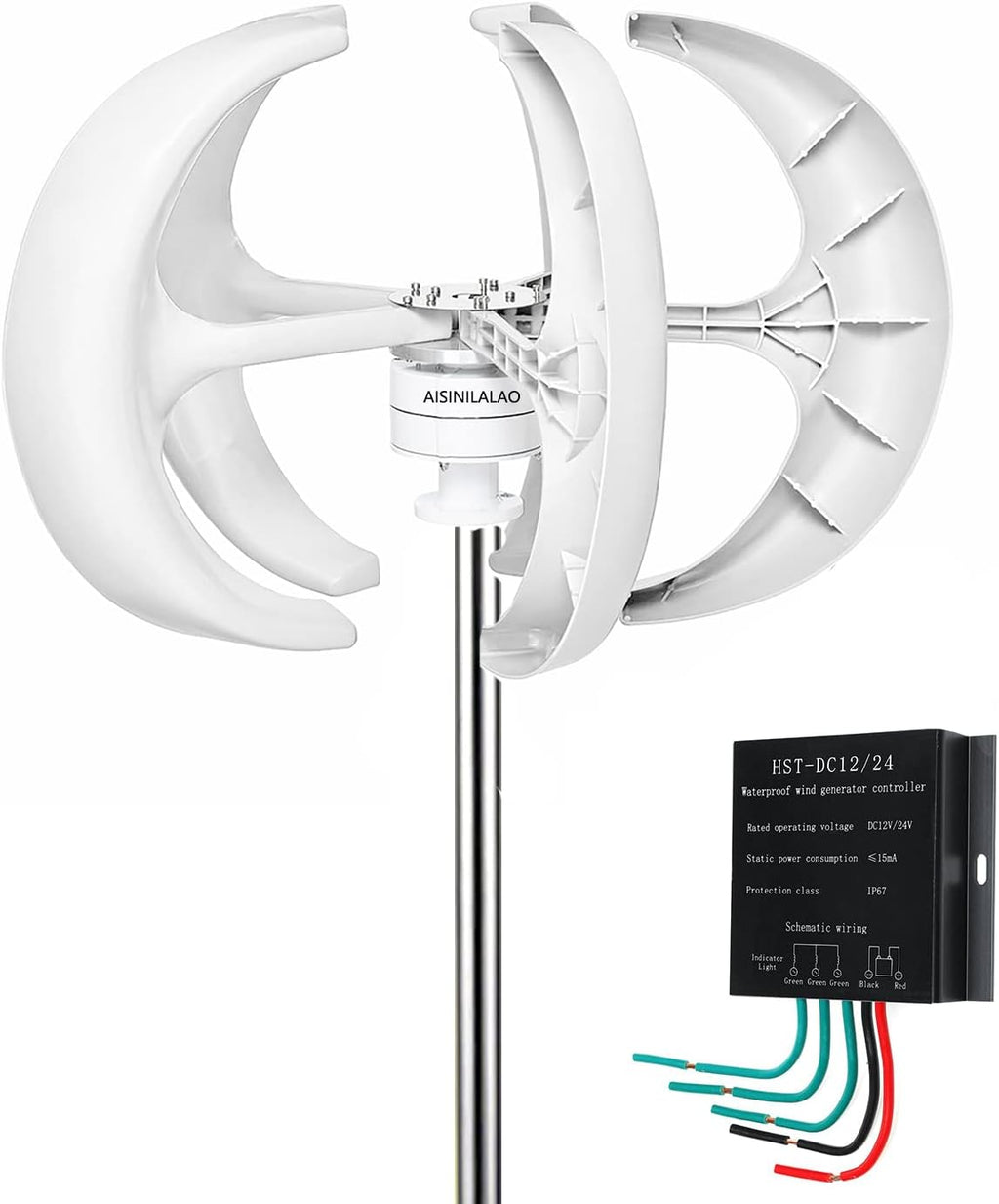 3000W Vertical Wind Turbine Generator Kit, 220V-12V Portable Wind Turbine Generator Kit with 3 Blade/Controller Suitable for Wind/Solar Power Generation Systems,12v