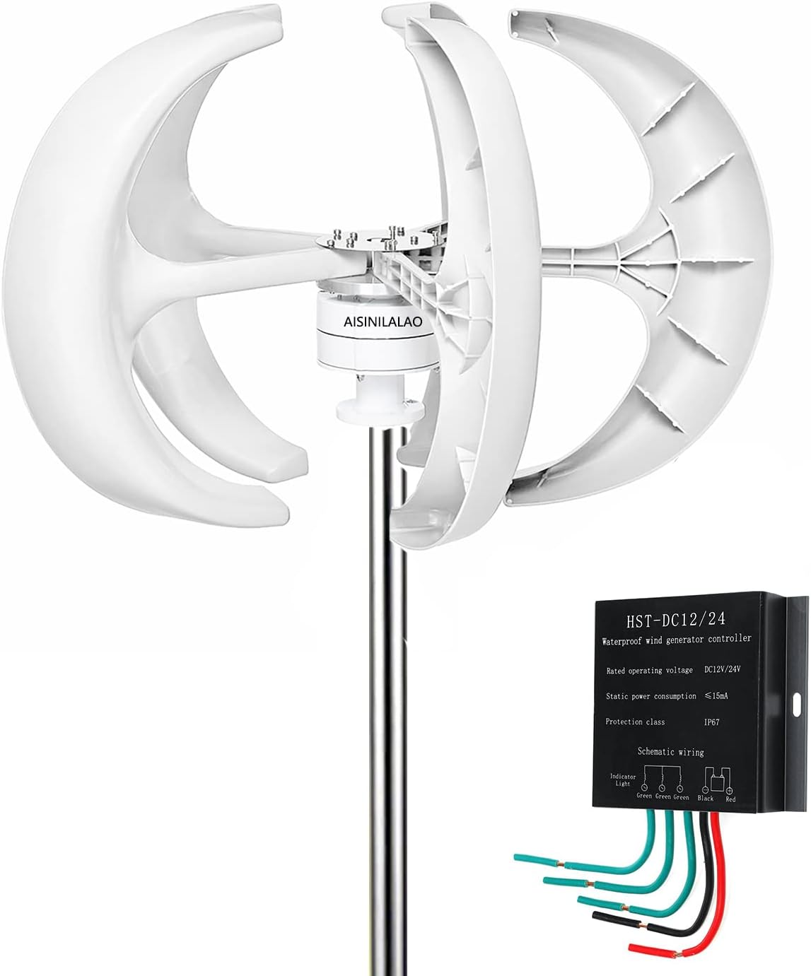 3000W Vertical Wind Turbine Generator Kit, 220V-12V Portable Wind Turbine Generator Kit with 3 Blade/Controller Suitable for Wind/Solar Power Generation Systems,12v