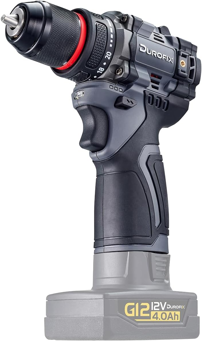 Durofix G12 Series RK12136-2-K2 12V Cordless 3/8' Hammer Drill Power Tool Combo Kit with 3 Inch Compact Cut Off Tool, Reciprocating Saw, 1 Battery & Charger