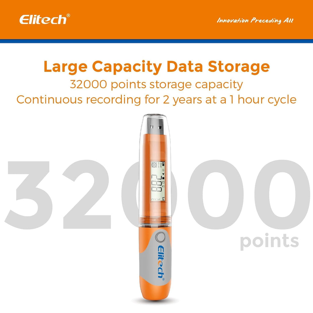 Elitech RC-51H USB Temperature Data Logger Reusable Digital Recorder Medical Refrigerator Thermometer Programmable Monitor 32000 Points High Accuracy (5 Packs)