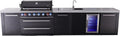 Mont Alpi Premium 157' Black Stainless Steel Outdoor Kitchen Island with Refrigerator + Beverage Center Faucet & Sink + 44'W 6-Burner BBQ Gas Grill + Granite Countertops + Storage Cabinets & Drawers