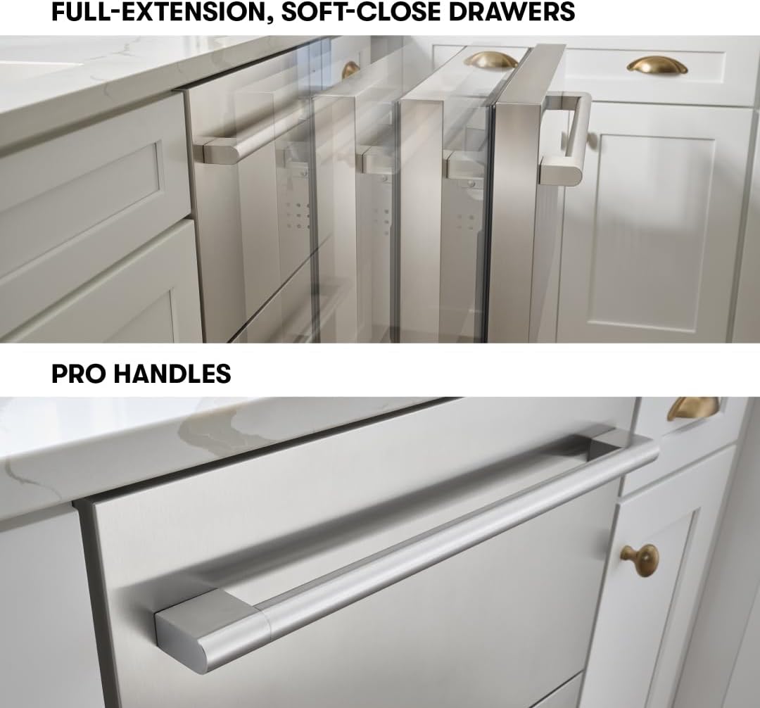 Zephyr 24' Presrv™ Dual Zone Refrigerator Freezer Drawers - Built In Fridge with Modes for Freezer, Fridge and Pantry, Convertible -7° – 65° F (each zone), LED Lighting, Soft Close, PRRFD24C2AS