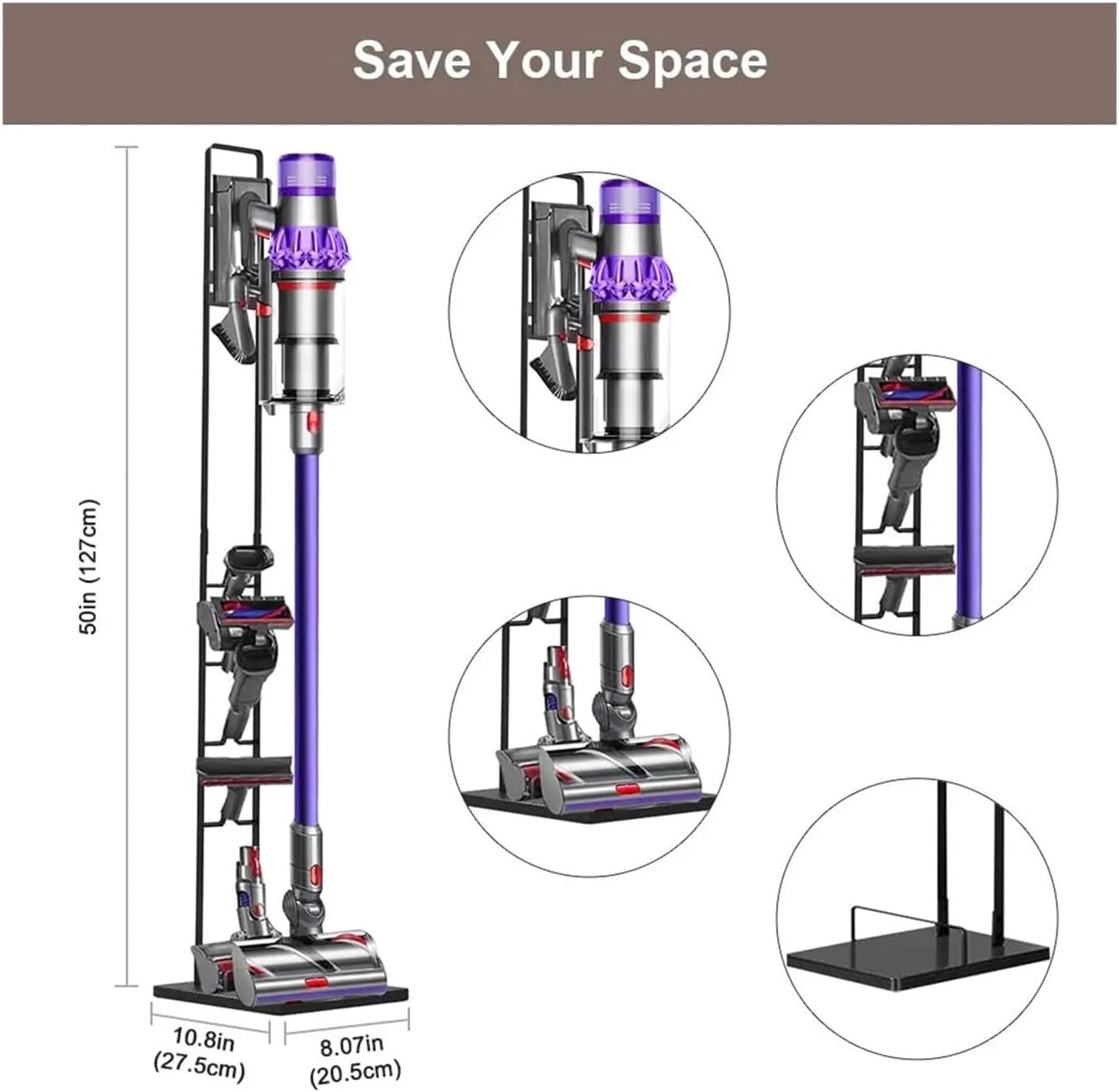 AgaShi Stable Metal Vacuum Stand, Storage Bracket, Stand Holder, Compatible for Dyson V6, V7, V8, V10, V11, V12, V15, DC30, DC31, DC34, DC35, DC58