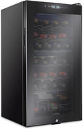 Ivation 28 Bottle Dual Zone Compressor Wine Cooler Refrigerator w/Lock | Large Freestanding Wine Cellar For Red, White, Champagne Wine | 41f-64f Digital Temperature Control Fridge Glass Door Black