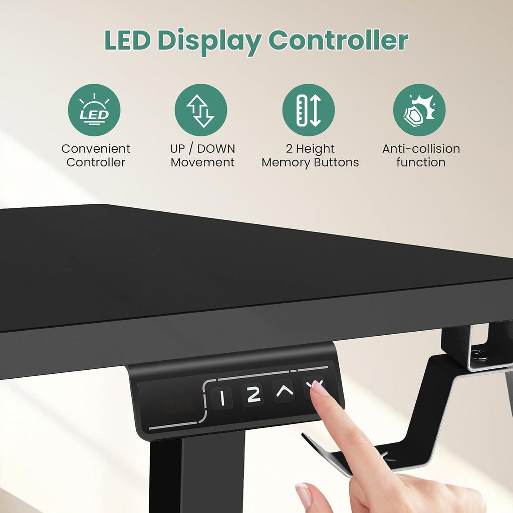 63' L Shaped Standing Desk,Electric Height Adjustable Corner Stand Up Desk, Ergonomic Sit Stand Home Office Computer Desk with Splice Board (Black)