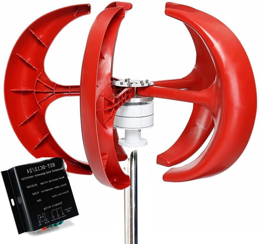 Vertical Wind Turbine Generator 3000W, 5 Blades Wind Power Motor Kit with MPPT Controller for Home Hybrids Streetlight