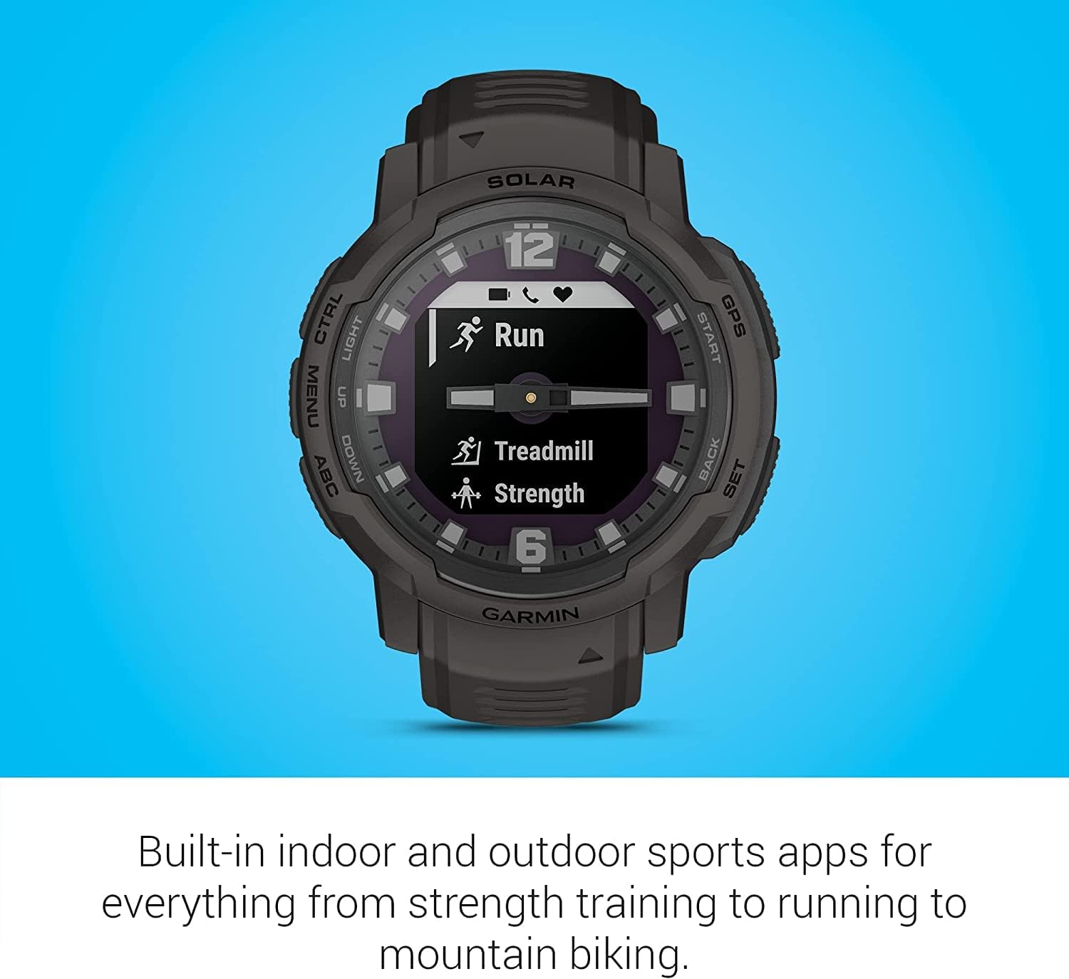 Garmin Instinct Crossover Solar Rugged Hybrid Smartwatch with Solar Charging Capabilities Graphite with Watch Charging Stand, 2-Port Car Adapter, Wall-Adapter & Watch Cleaning Kit (010-02730-11)