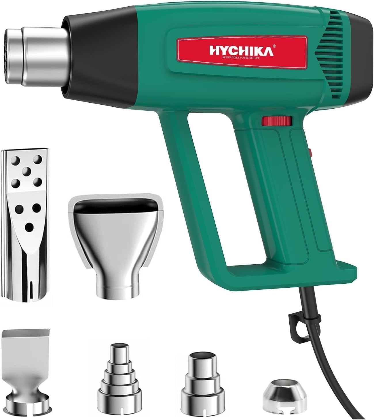 HYCHIKA Heat Gun,Orbital Sander 3.8Amp 450W,6.2A Mini Circular Saw,Reciprocating Saw,180W Rotary Tool,50W LED Work Light,6-Tool Power Tool Combo Kit