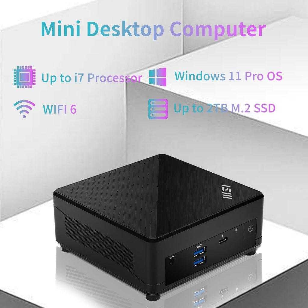 msi Cubi B0A8 Premium Compact Desktop - 12th Gen Intel i7-1255U Processor, 32GB RAM, 2TB SSD, Wi-Fi 6, Windows 11 Pro, Support 4K@60Hz Triple Display for Home/Office/Gaming