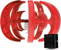 3 Phase Wind Turbine Generator with Controller Kit, 3000W 12V 24V 48V Vertical Small Lantern Wind Turbine Low Noise Cabins Or Home-5 Blade (Red)