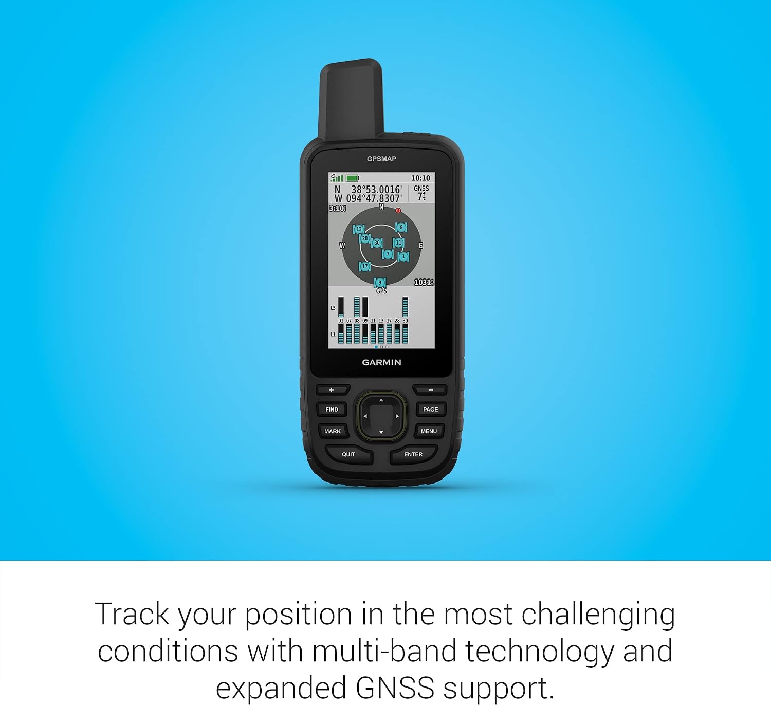 Garmin GPSMAP 67 Rugged GPS Handheld, Multi-Band GNSS, Topo Mapping, Satellite Imagery, Color Display