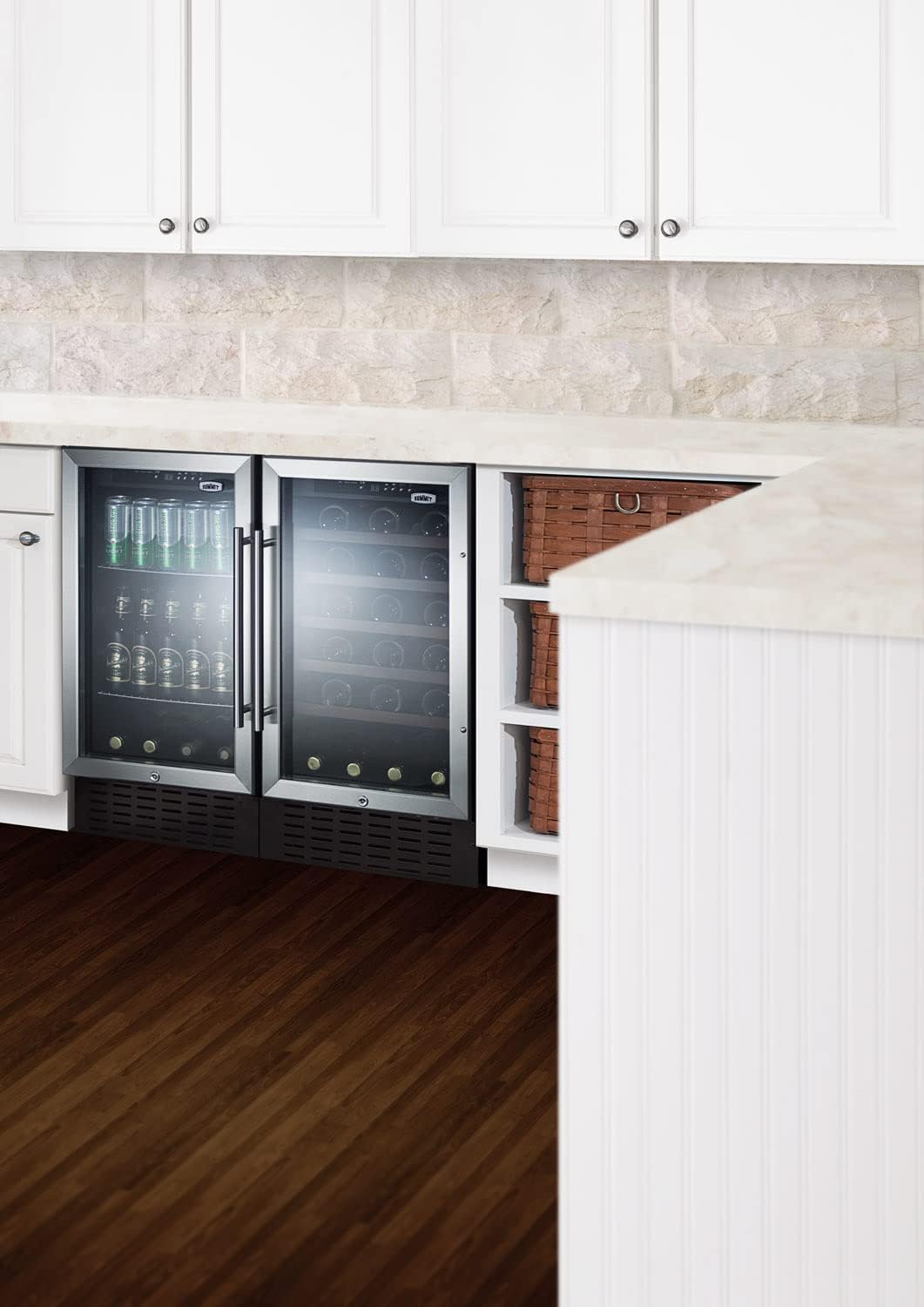 Summit 18' Wine Cellar, 34 Bottle, 3.3 cu.ft. Capacity, ADA Compliant Stainless Steel & Glass- SWC1840BADA