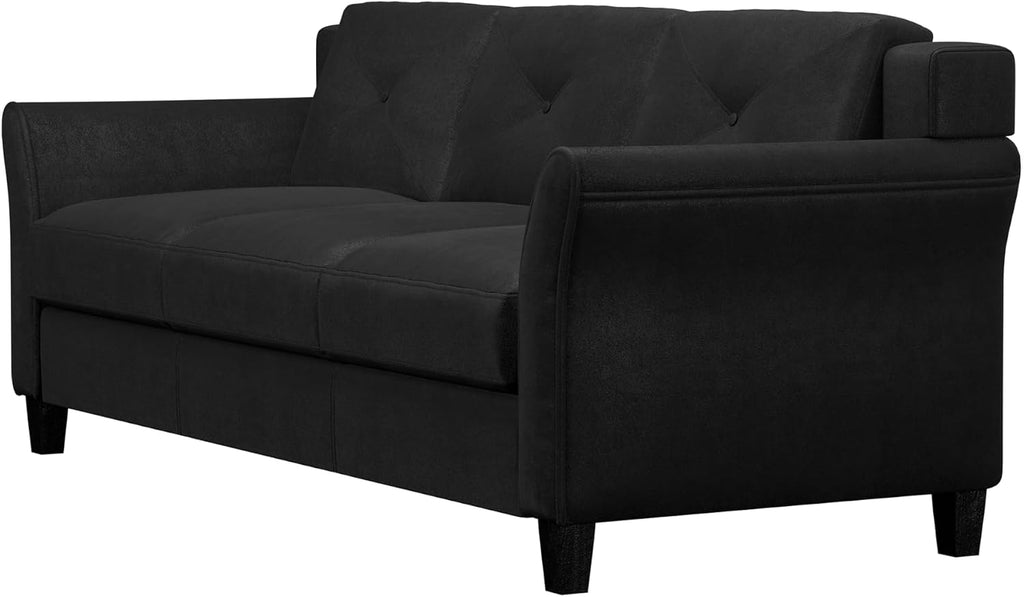 Studio Living Harrington 80.3' Sofa, Transitional Modern, Pocket Coil Comfort, Easy Assembly, Microfiber Fabric, Black