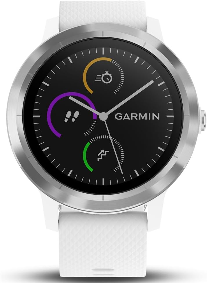 Garmin 010-01769-21 Vivoactive 3, GPS Smartwatch with Contactless Payments and Built-in Sports Apps, White/Silver