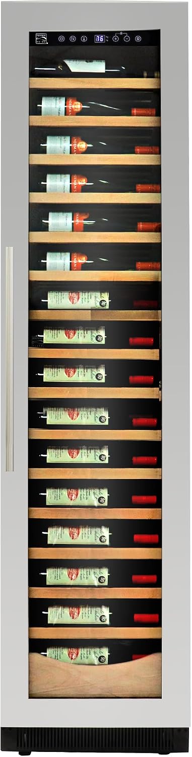 Koolatron Kenmore 112 Bottle Wine Fridge – Freestanding Wine Cooler with Glass Door, 18 inch, Beverage Can Refrigerator, Digital Temperature Control, Ideal for Red, White, Sparkling Wine & Champagne