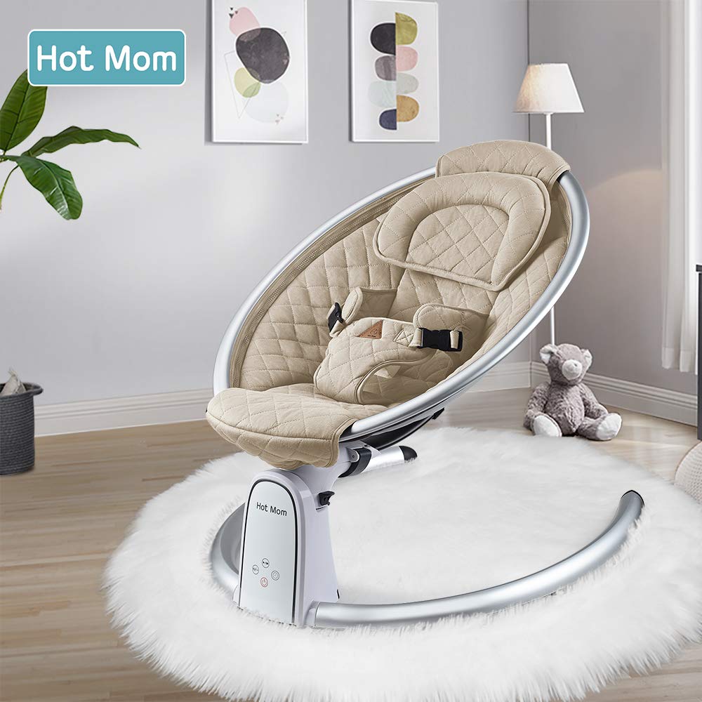 Hot Mom Upgrade Cotton Electric Baby Bouncer for Infant,Bluetooth Baby Swing Enabled Automatic, Baby Rocker Inset Music Speaker, Baby Chair Intelligent Timing & LED Touch Screen (Green)