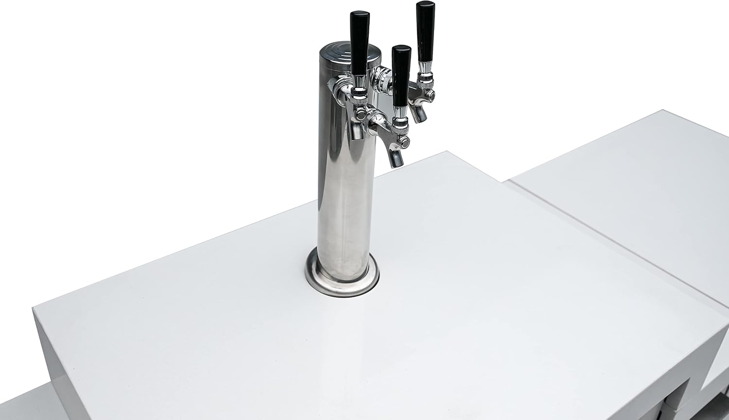 Mont Alpi Bar Series MA-BEV90KEG 90 Degree Stainless Steel Outdoor Rated 3 Beer Tap Kegerator Keg Dispenser + Wine Cooler Beverage Center Refrigerator + Granite Countertops + Faucet & Sink