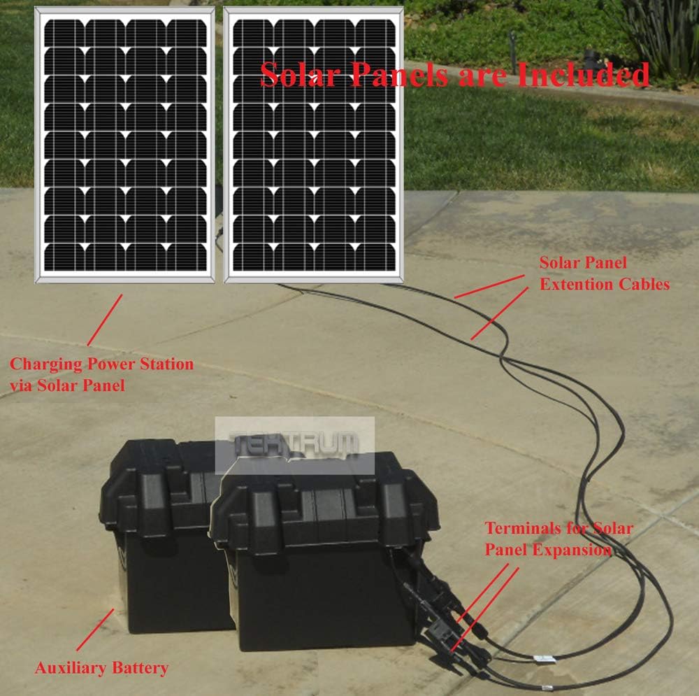 Tektrum Portable 1500w/3000w Powerpack Power Source Station, Silent Gas Free Generator with 1200Wh Battery, 200w Solar Panel - Power up Window A/C, Mini Fridge - Plug-N-Play