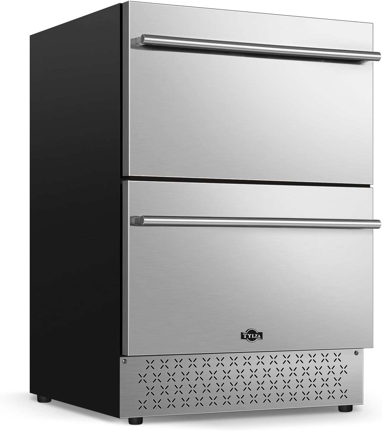 Tylza 24 Inch Under Counter Drawer Fridge, Built-in Beverage Refrigerator for Home and Commercial Use, Stainless Steel Door, Fast Cooling, Low Noise, 37-65 °F