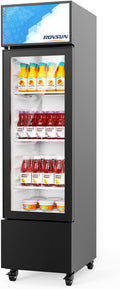 ROVSUN 6 Cu.Ft Commercial Beverage Refrigerator ETL NSF, Slim Merchandiser Refrigerator Display Refrigerator Beverage Cooler Glass Door Fridge w/Adjustable Shelves LED Light for Bar Restaurant Cafe