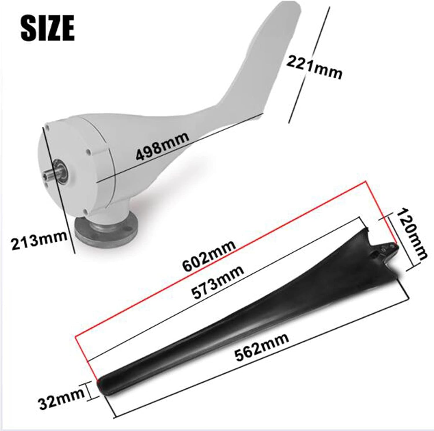Efficiently 3000W Wind Turbine Generator Kit, 12V 24V 48V+ Charge Controller Black 6 Blade Wind Turbine Generator Kit for Home Or Streetlight Projects