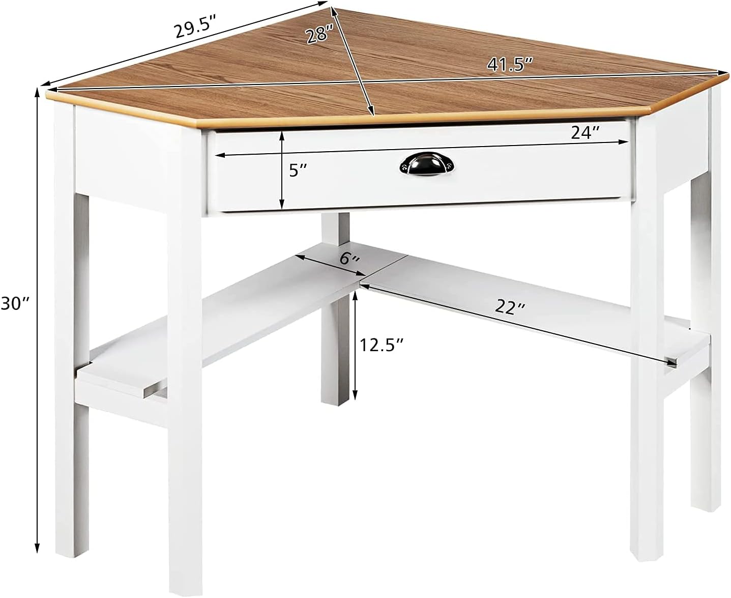 Goplus Topment Corner Desk with a Slide Out Drawer, Triangle Home Computer Desk, Writing Table with an Open Shelf, Freestanding Gaming Desk for Apartment, Office Workstation for Dorm, Laptop Desk