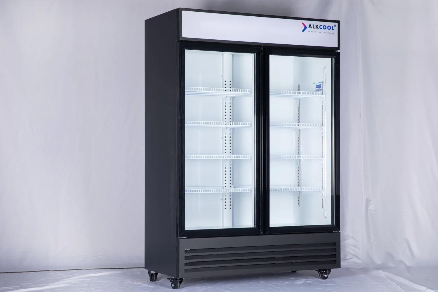 Commercial Beverage Refrigerator Display Fridge,46 Cu Ft Two Glass Door Upright Merchandiser Drink Cooler with LED Light Adjustable Shelves,ETL and NSF Approval,Hinge