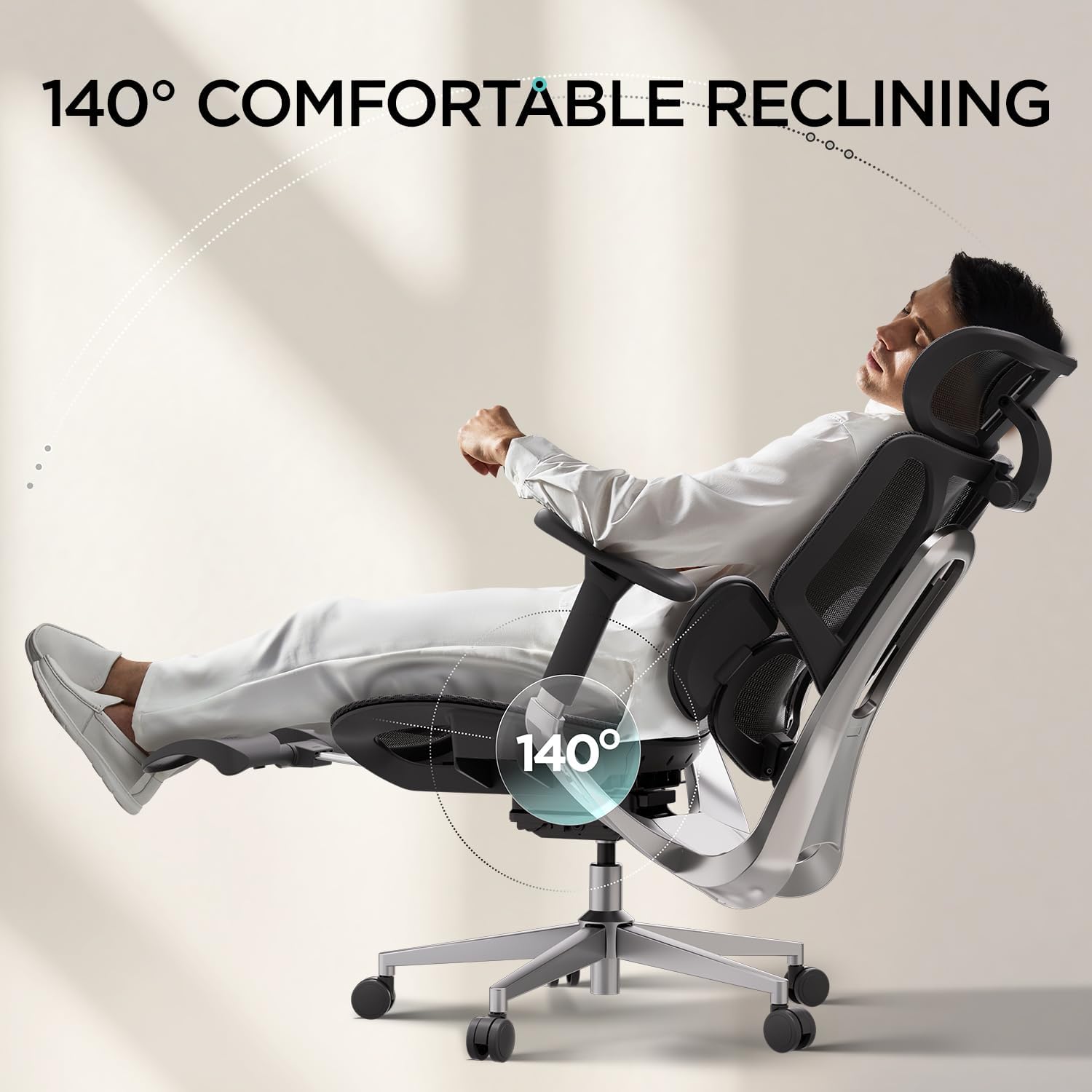 Hbada E3 Air Ergonomic Office Chair, Big and Tall Office Chair - with 3-Zone Dynamic Lumbar Support, 3D Adjustable Headrest, 4D Adjustable Armrests, Swivel, Black(with Footrest)