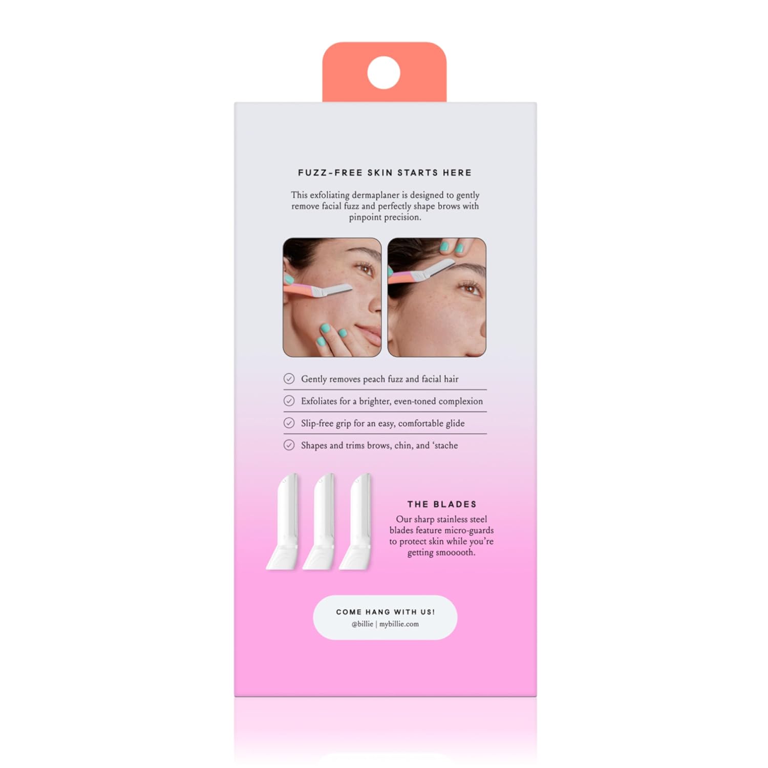Billie - Dermaplane Starter Kit - Reusable Handle + 3 Refill Blades - Remove Facial Hair + Perfectly Shape Brows - Dermatologist-Approved - Malibu,(Pack of 12)