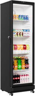BEYOU Beverage Refrigerators, 12.2 cu. Ft commercial Display Fridge with Double-Tempered Glass Door Door, Merchandiser for Living Room, Bar, Garage（Black）