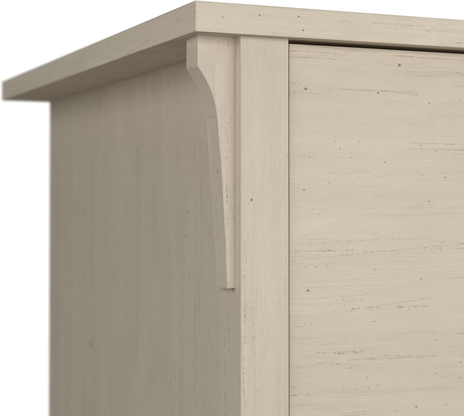 Bush Home L Shaped Desk with Storage for Home Office, Modern Farmhouse Corner Table with Drawers and Cabinets, Salinas Collection, Antique White