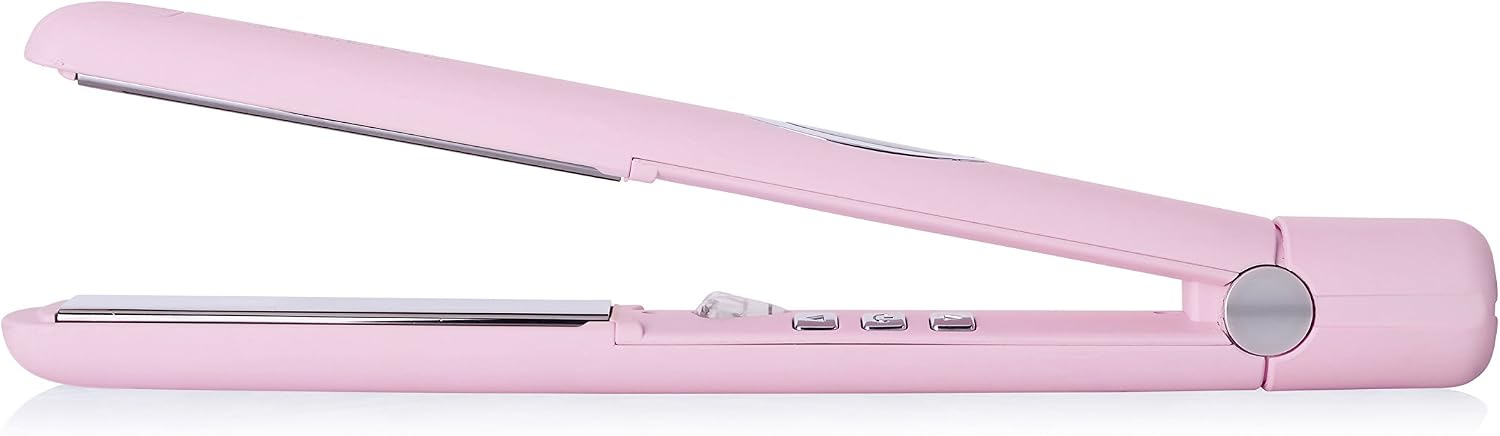 Sleek'e Professional Titanium Hair Straightener/Flat Iron for All Hair Types - 1-Inch Floating Plates with Negative Ion Booster for Shinier Hair (Pink)