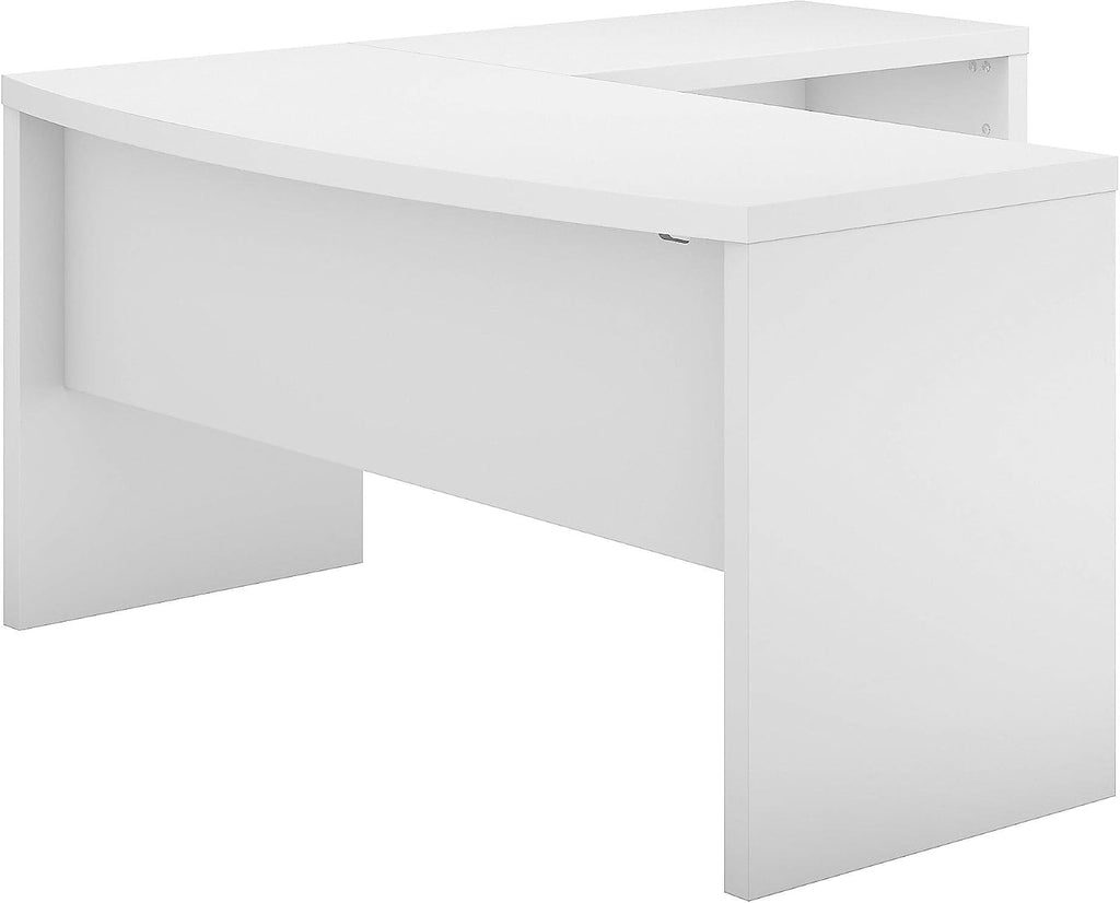 Bush Business Furniture Echo L Shaped Bow Front Office Desk in Pure White, Modern Computer Table for Home or Professional Workspace