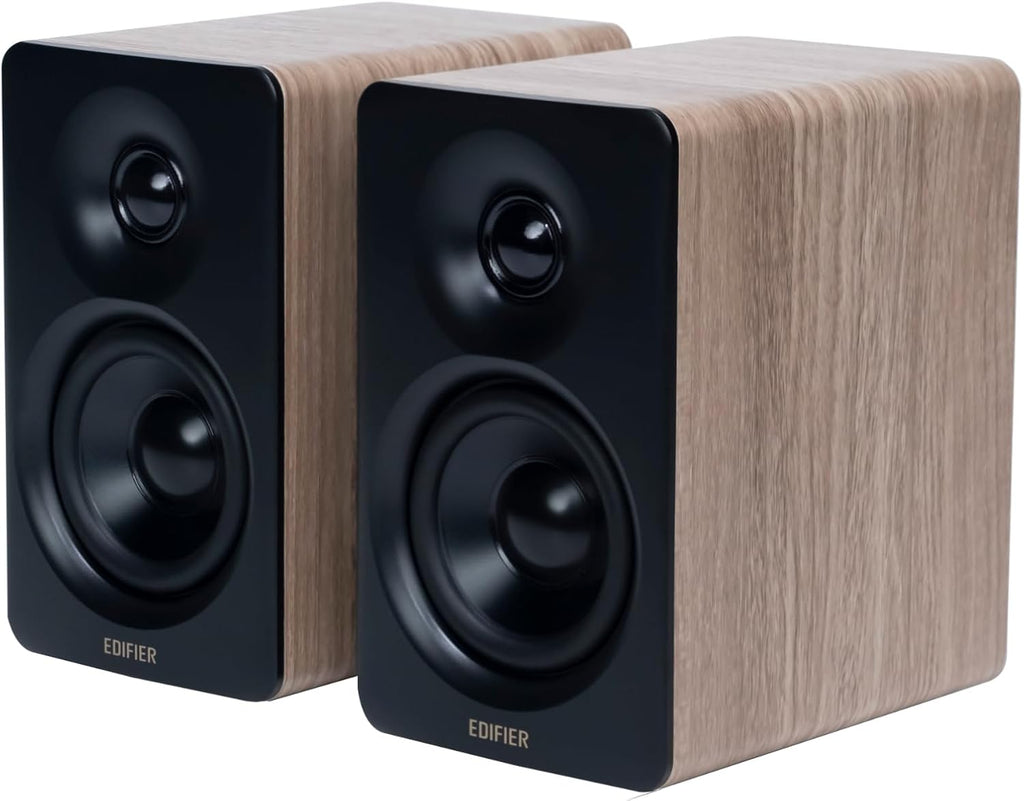 Edifier M60 Multimedia Speaker Bluetooth 5.3, 66W RMS, Hi-Res Audio & Hi-Res Wireless Audio, LDAC,3' Mid Bass & 1' Tweeter, USB-C & Aux Inputs, Compact Desktop Speaker – Classic Oak