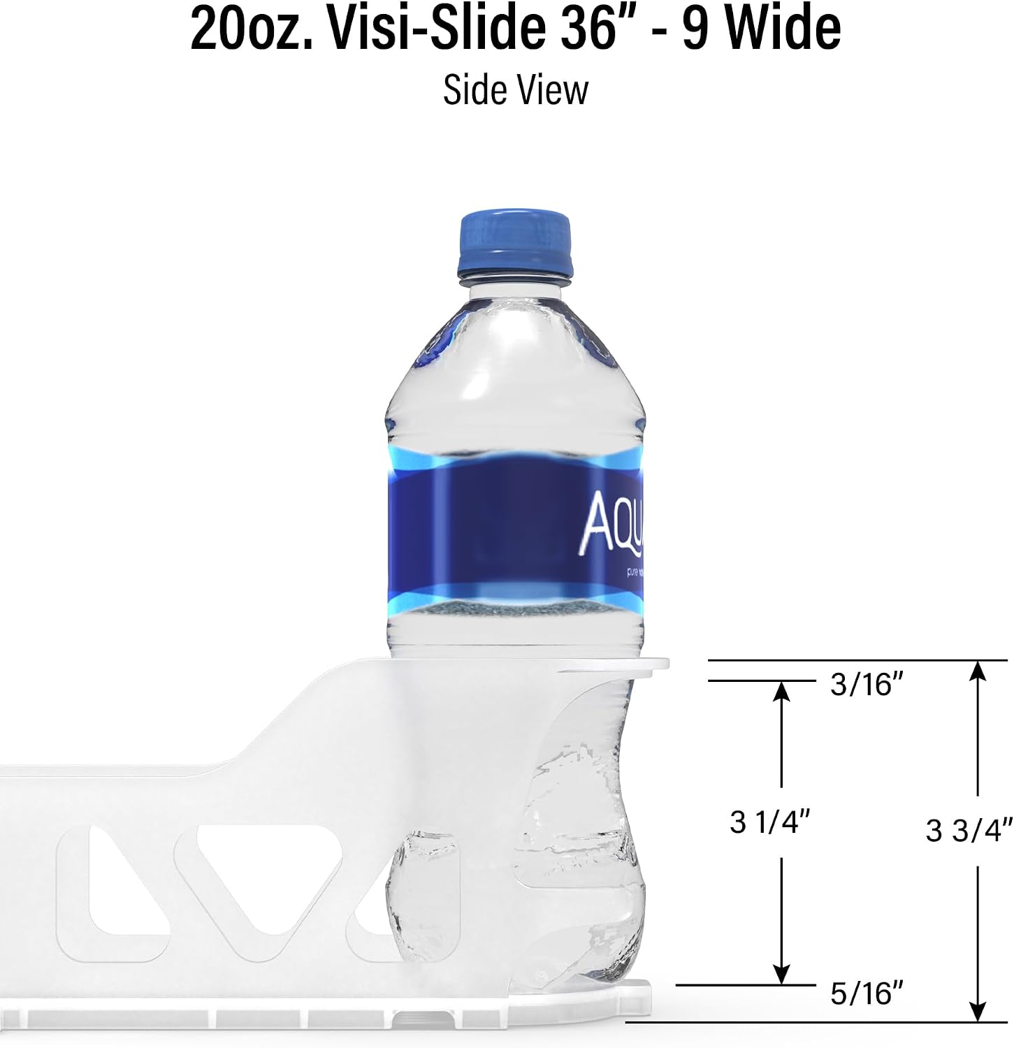 Display Technologies Visi-Slide Gravity Fed Extended Organizer for 20-25oz Beverages on Extended Flat and Angled Shelves in Cold Vaults & Coolers, 9-Wide, 36' Deep Drink Organizer (Pack of 3)