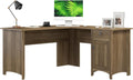 Bush Home L Shaped Desk with Storage for Home Office, Modern Farmhouse Corner Table with Drawers and Cabinets, Salinas Collection, Reclaimed Pine