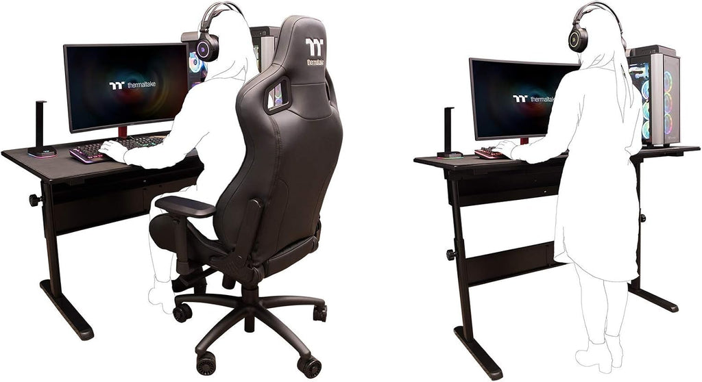 Thermaltake Tt Gaming Level 20 Gt Battlestation Computer Gaming Desk, Adjustable Heights, Scratch Resistant Surface, Full-Sized Desk Mat, GD-LBS-BRHANX-01 , Black