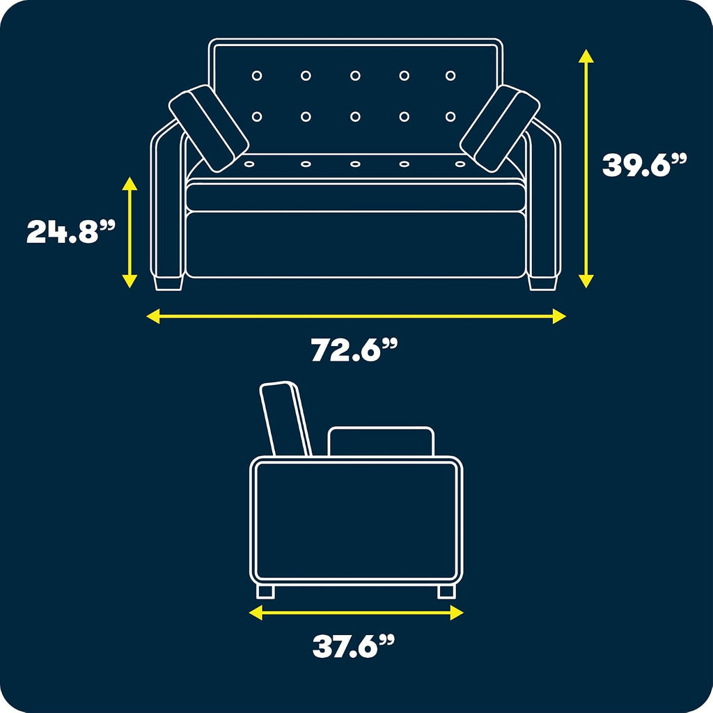 Serta Ainsley 72.6' Convertible Sleeper Sofa, Queen Size, Dreamcoil Comfort, Soft Woven Fabric, Light Grey