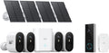 AOSU SolarCam Pro System 4-Kit + 2K Doorbell Camera - No Monthly Fee