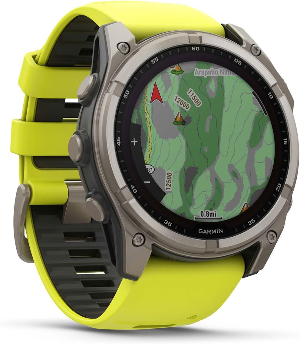 PlayBetter Garmin Fenix 8 Solar Sapphire (51mm, Titanium/Amp Yellow) Multisport GPS Smartwatch Bundle - 1.4' Touchscreen, Built-in LED Flashlight Portable Charger & Screen Protectors