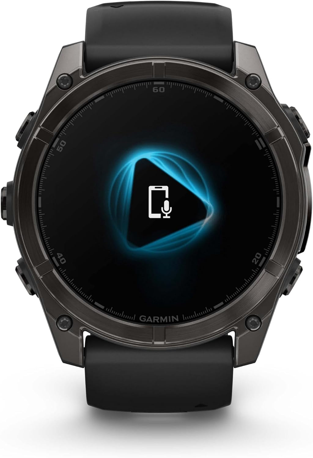 Garmin Fenix 8 51 mm, AMOLED Multisport GPS Smartwatch, Sapphire, Carbon Gray DLC Titanium with Black/Pebble Gray Silicone, Built-in LED Flashlight, Voice Control White Earbuds Bundle