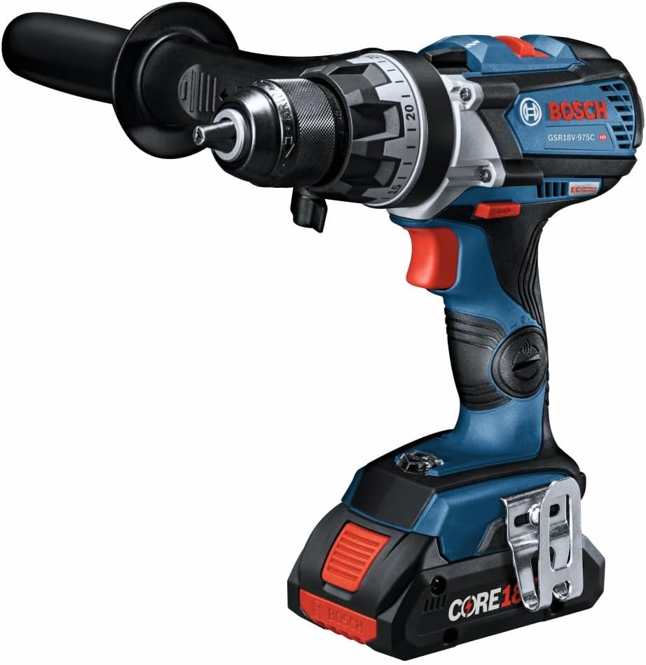 BOSCH GSR18V-975CB25 18V Brushless Connected-Ready 1/2 In. Drill/Driver Kit with (2) CORE18V 4 Ah Advanced Power Batteries
