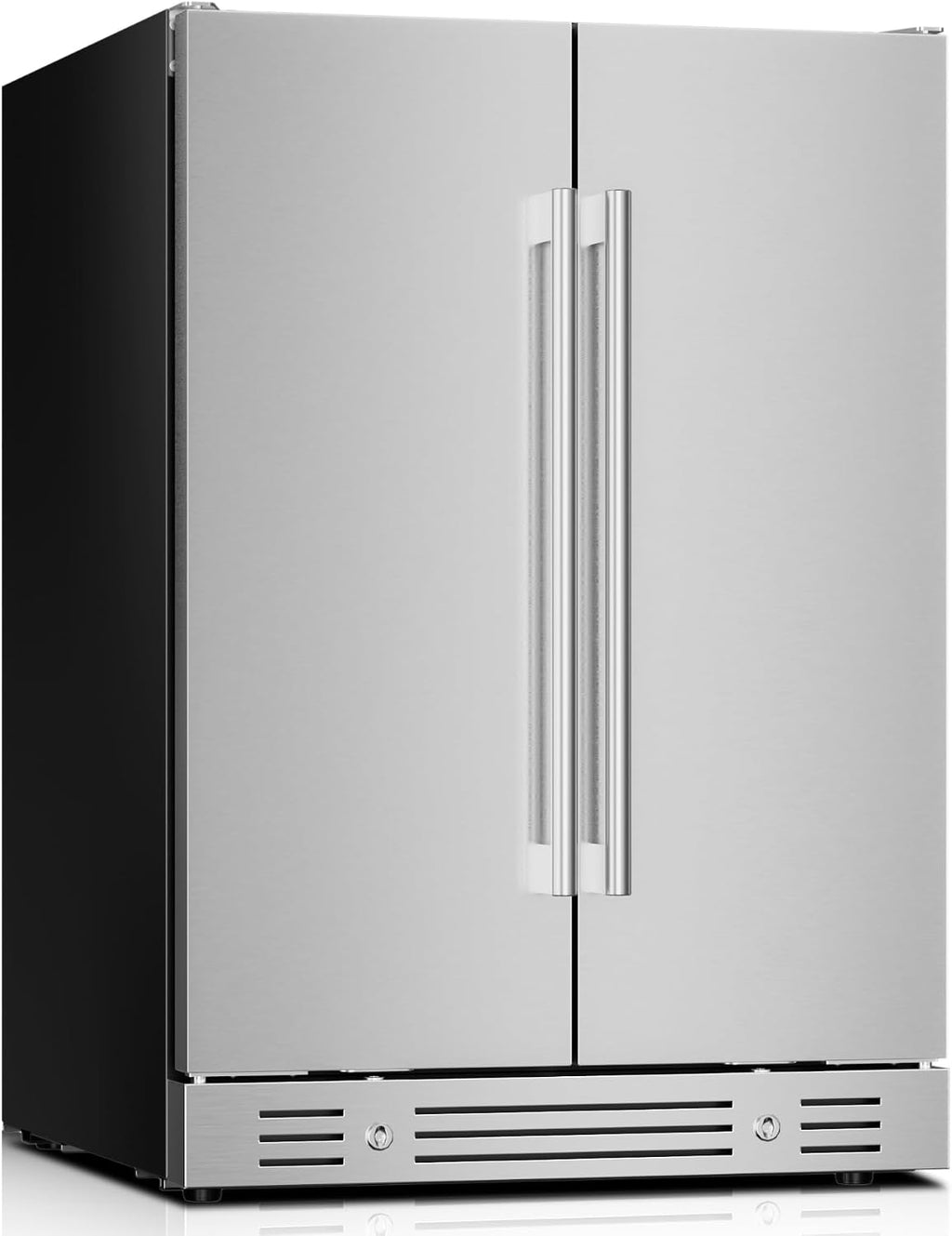 Yeego 24 Inch Wine & Beverage Cooler, Dual Zone 34–65°F, Holds 20 Wine Bottles & 60 Cans, Stainless Steel Door with Lock, Built-In or Under Counter Refrigerator for Indoor & Covered Outdoor Use