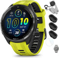 Garmin 010-02809-02 Forerunner 965 Running Smartwatch Amp Yellow and Black Bundle with Deco Essentials Charging Dock, Silicone Dust Cover 3 Pack and 1.4 Inch Screen Protector