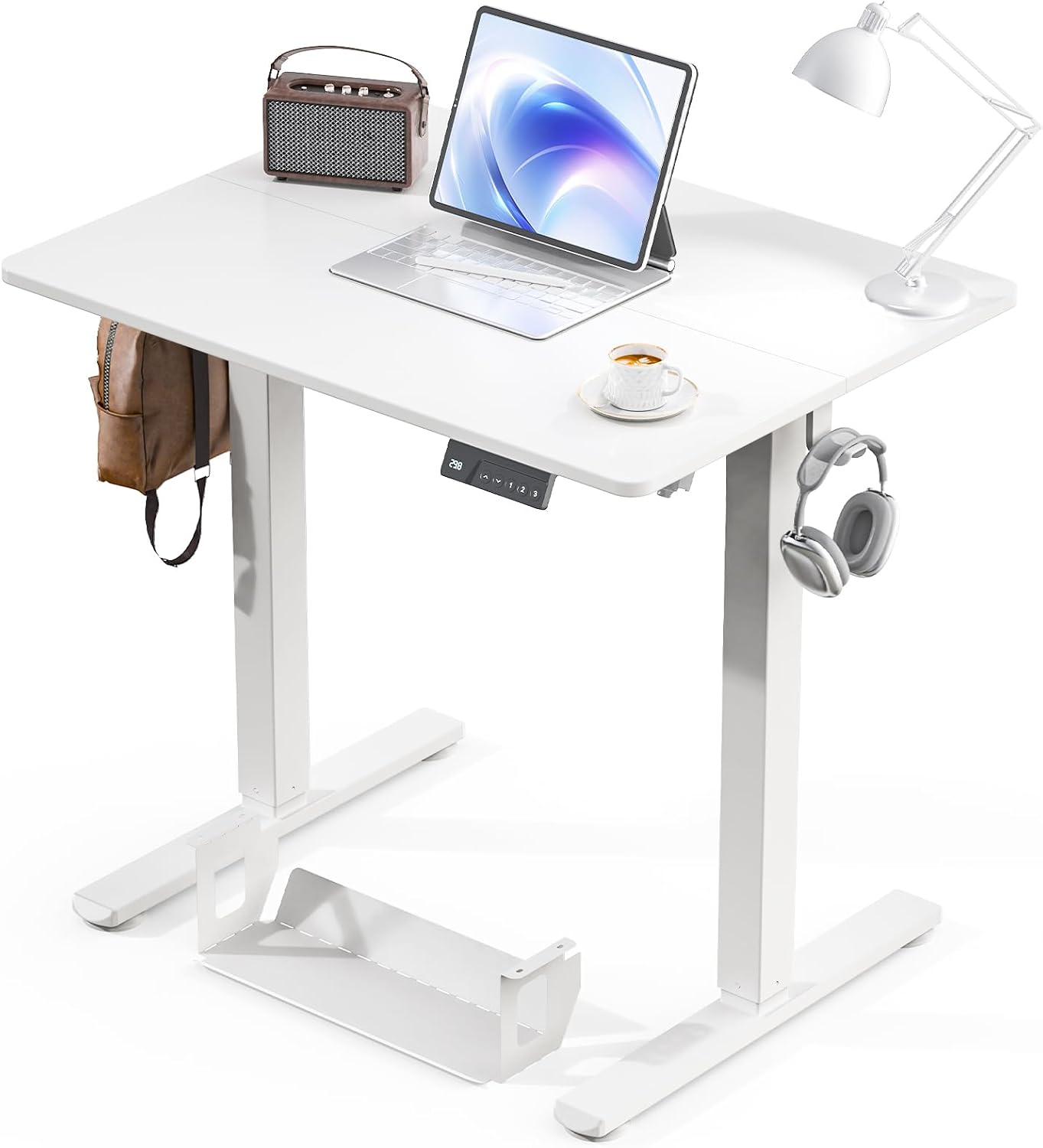 Kingant Standing Desk Height Adjustable Small Electric Stand Up Desks [32 x 24 Inch] - Ergonomic Sit Stand Desk Rising Desks for Home Office Computer Desk Stand Desk Workstation with Cable Management