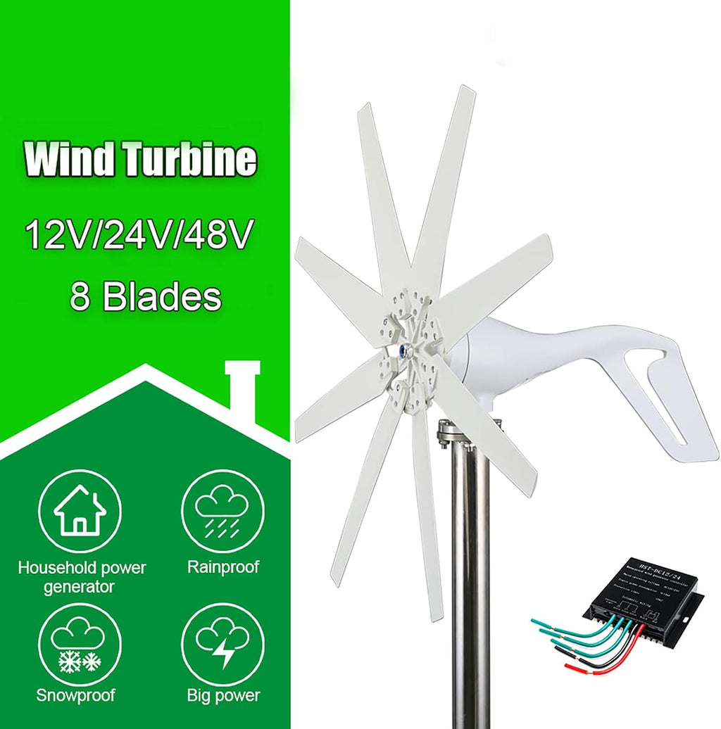 8 Blades Small Wind Generator Home Use, 3000W-6000W with Mpptcharge Controller Windmill RV Yacht Farm Small Wind Generator Home Use